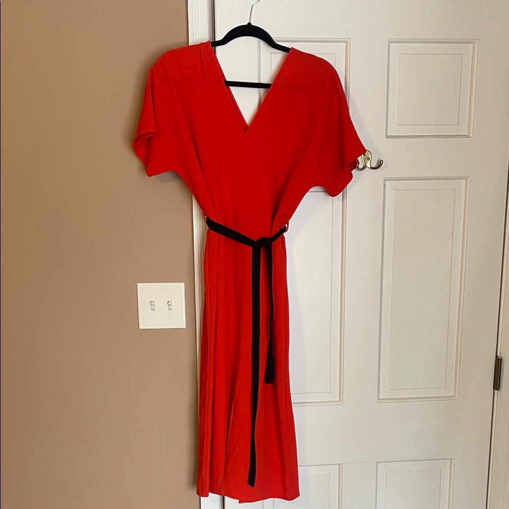 Topshop Red Dress with Black Belt